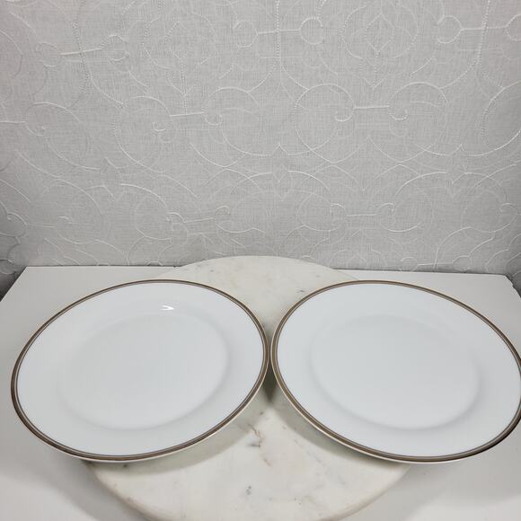 Williams Sonoma Open Kitchen Salad Plate 9" Gold Trim Porcelain 2-Pc Dinnerware - Picture 7 of 15